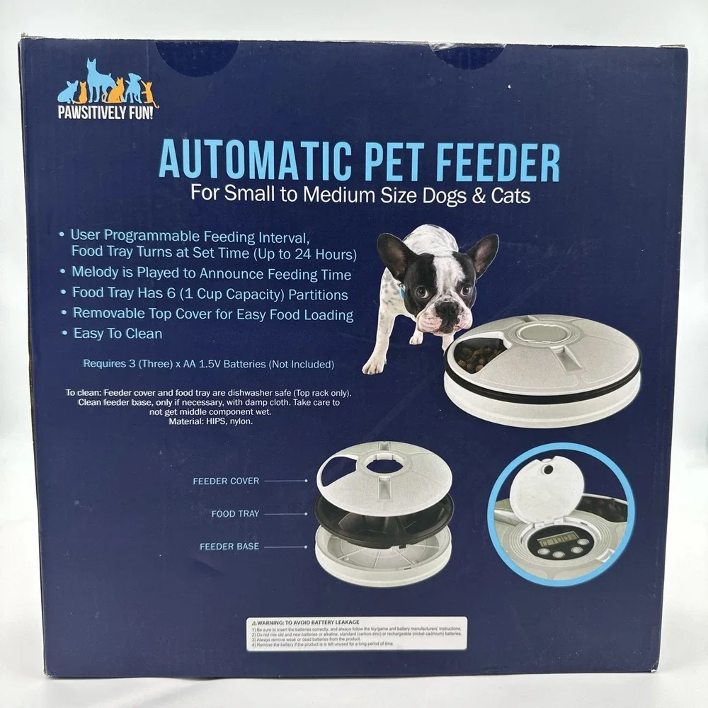 Pawsitively Fun automatic pet feeder for dog cat User Programmable Food Tray NIB